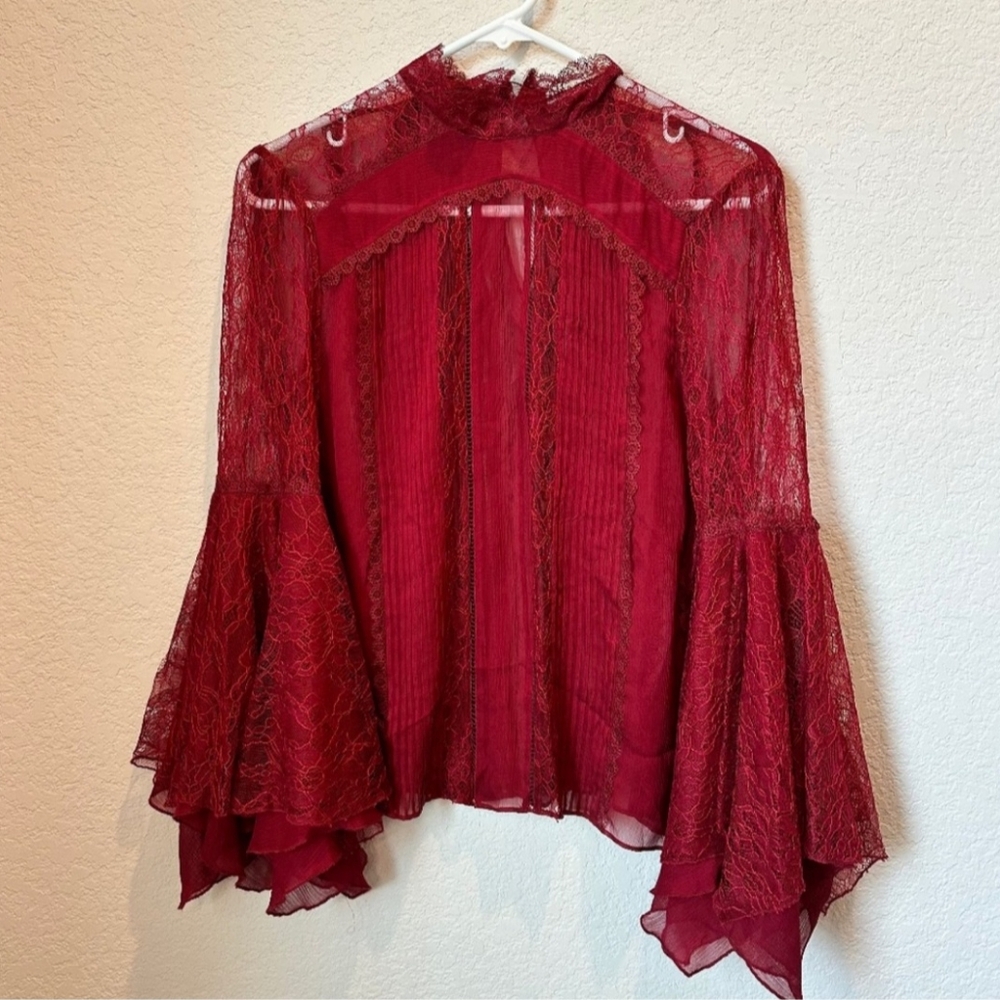 Alice and Olivia silk shirt red